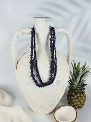 Timber Bead Necklace - Waipahu - Indigo