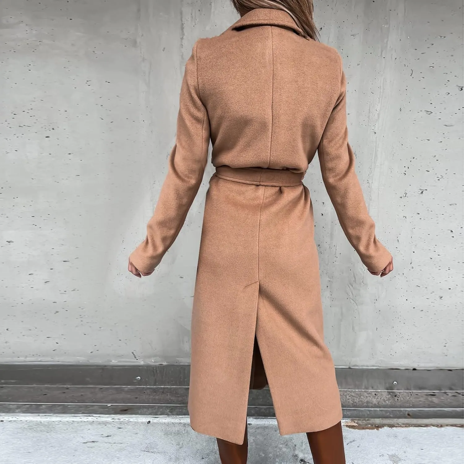 TIMIFIS Trench Coat for Women 2024 Plus Size Long Wool Jackets Winter Warm Overcoats Casual Open Front Cardigan with Belt