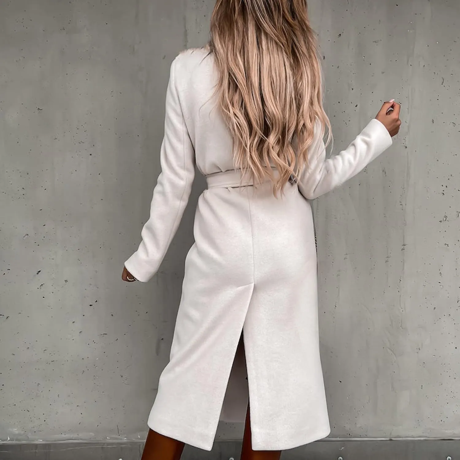 TIMIFIS Trench Coat for Women 2024 Plus Size Long Wool Jackets Winter Warm Overcoats Casual Open Front Cardigan with Belt