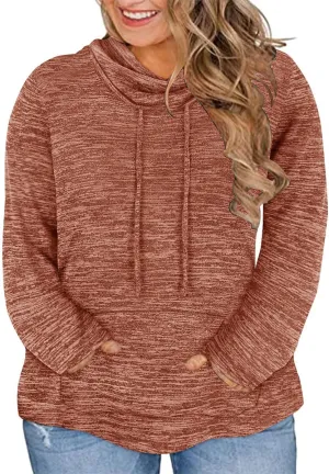 TIYOMI Plus Size Hoodies for Women Color Block Tops Drawstring Hooded Tunic Blouses Pullover T Shirts