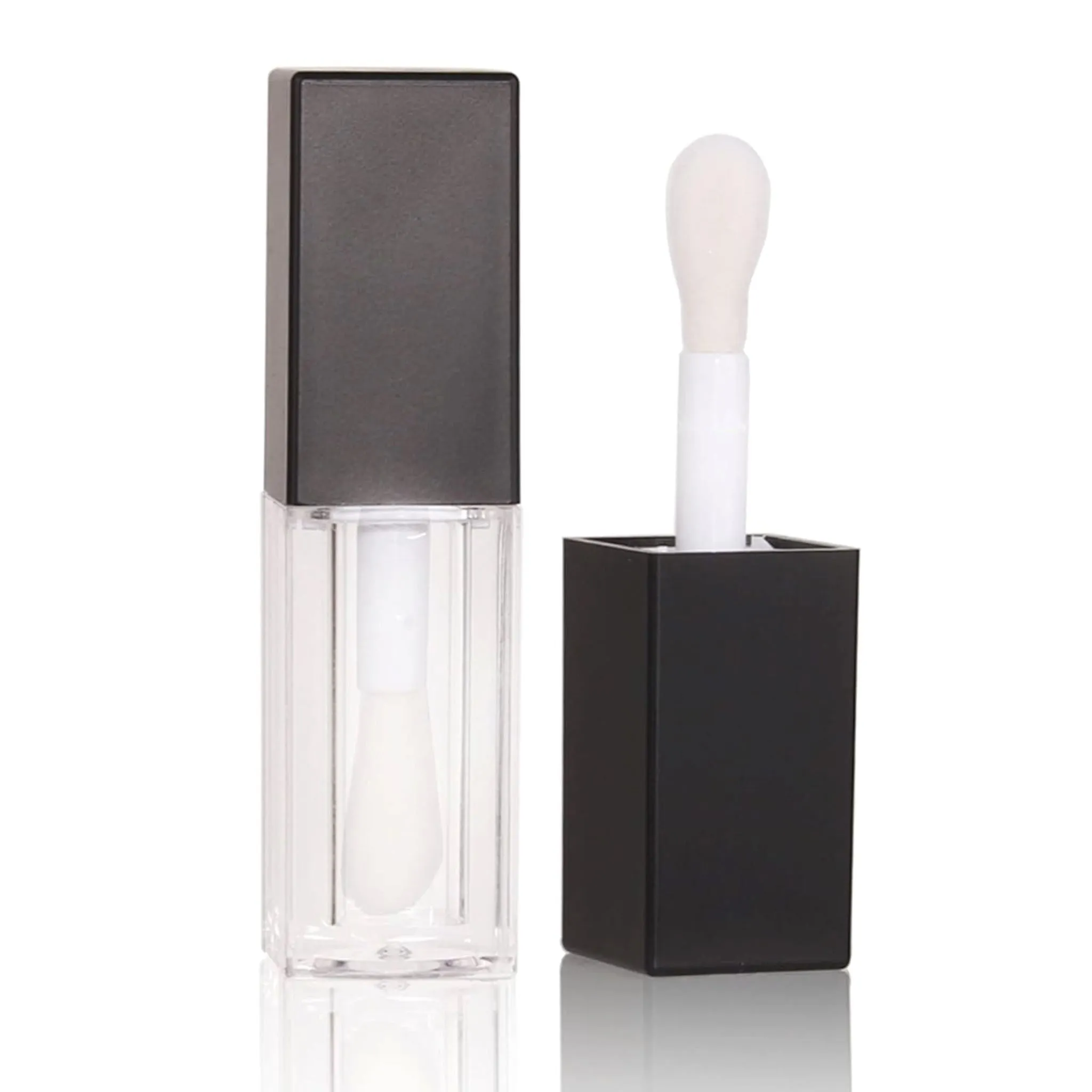 TKB 5ml Black Lip Gloss Tubes with Jumbo Doe Foot Wand Applicator