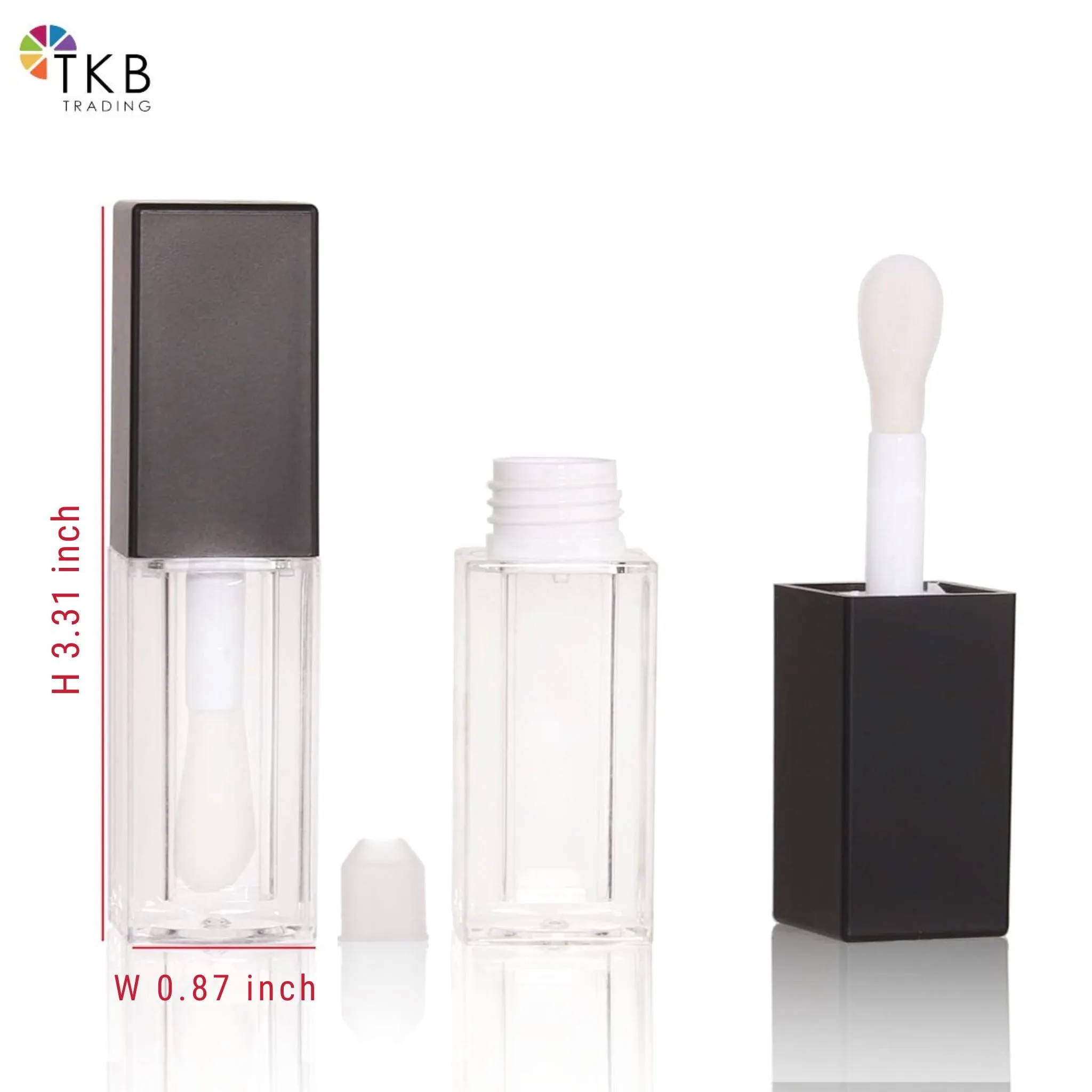 TKB 5ml Black Lip Gloss Tubes with Jumbo Doe Foot Wand Applicator