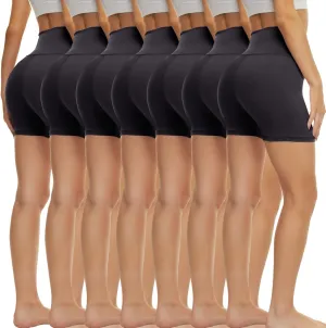 TNNZEET 7 Pack Biker Shorts for Women - 5''/8''/3'' High Waisted Workout Tummy Control Spandex Gym Shorts for Yoga Athletic