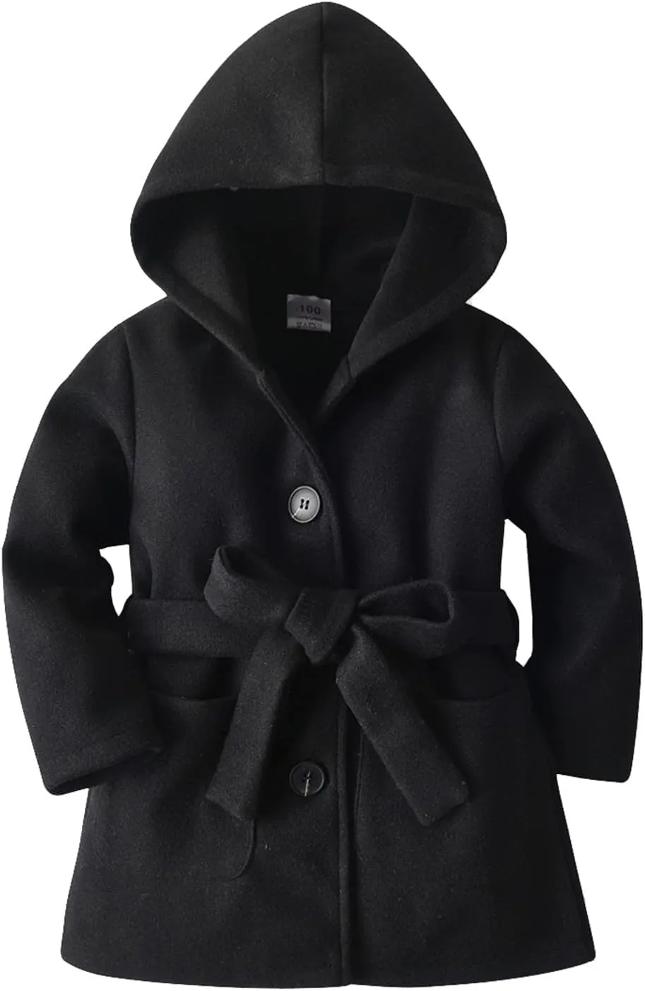 Toddler Girls' Dress Coats Wool Blend Trench Coat Long Winter Jacket Baby Long Peacoat Hooded Faux Fur Jacket Overcoat