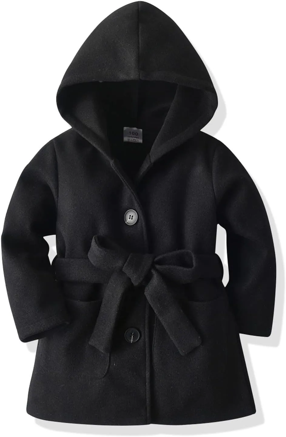 Toddler Girls' Dress Coats Wool Blend Trench Coat Long Winter Jacket Baby Long Peacoat Hooded Faux Fur Jacket Overcoat
