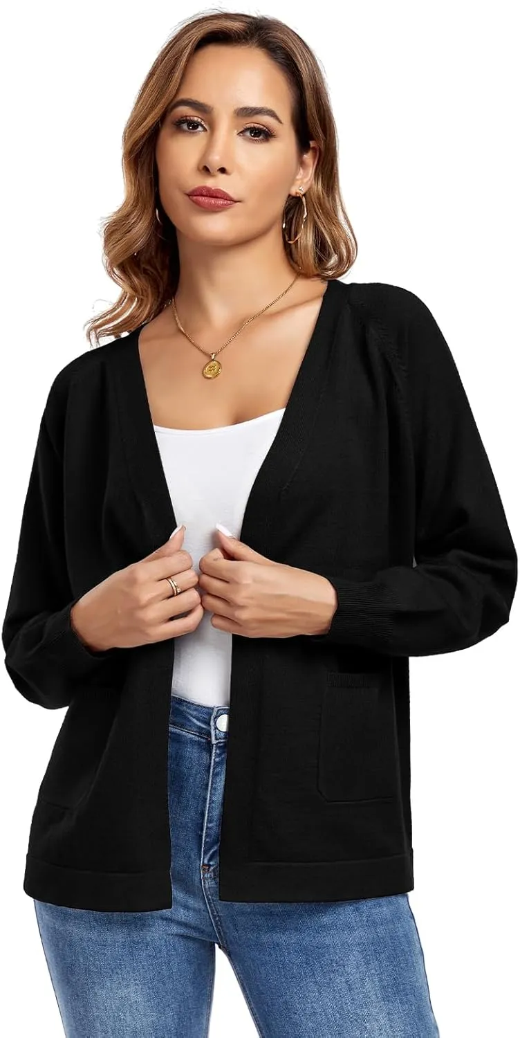 TownCat Women's Knit Cardigan Sweaters with Pocket Lightweight Long Sleeve Open Front Cardigans