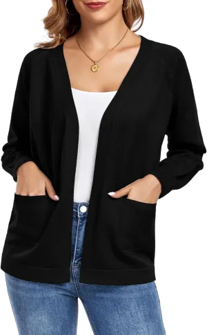 TownCat Women's Knit Cardigan Sweaters with Pocket Lightweight Long Sleeve Open Front Cardigans