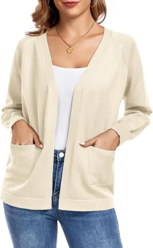 TownCat Women's Knit Cardigan Sweaters with Pocket Lightweight Long Sleeve Open Front Cardigans