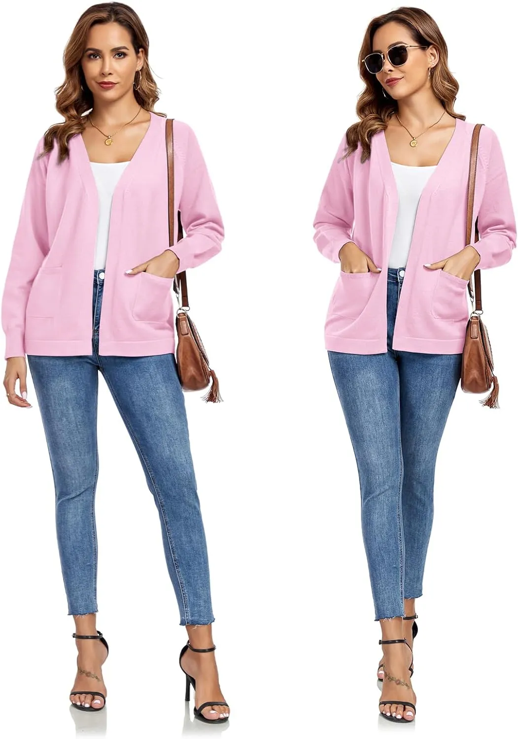 TownCat Women's Knit Cardigan Sweaters with Pocket Lightweight Long Sleeve Open Front Cardigans