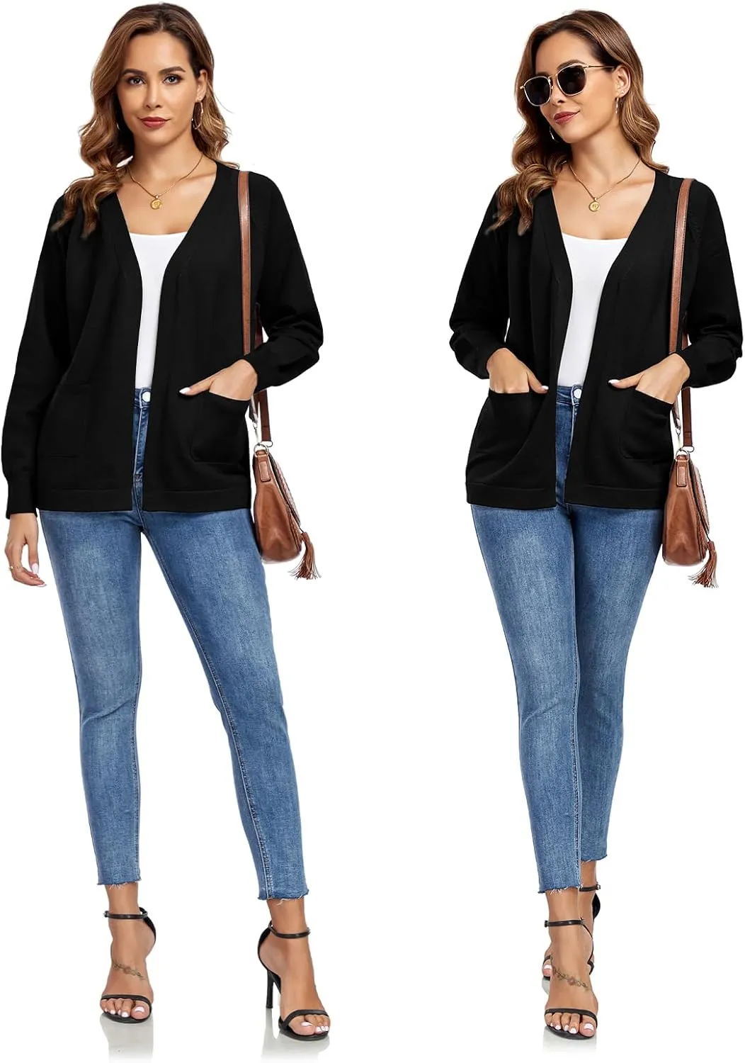 TownCat Women's Knit Cardigan Sweaters with Pocket Lightweight Long Sleeve Open Front Cardigans