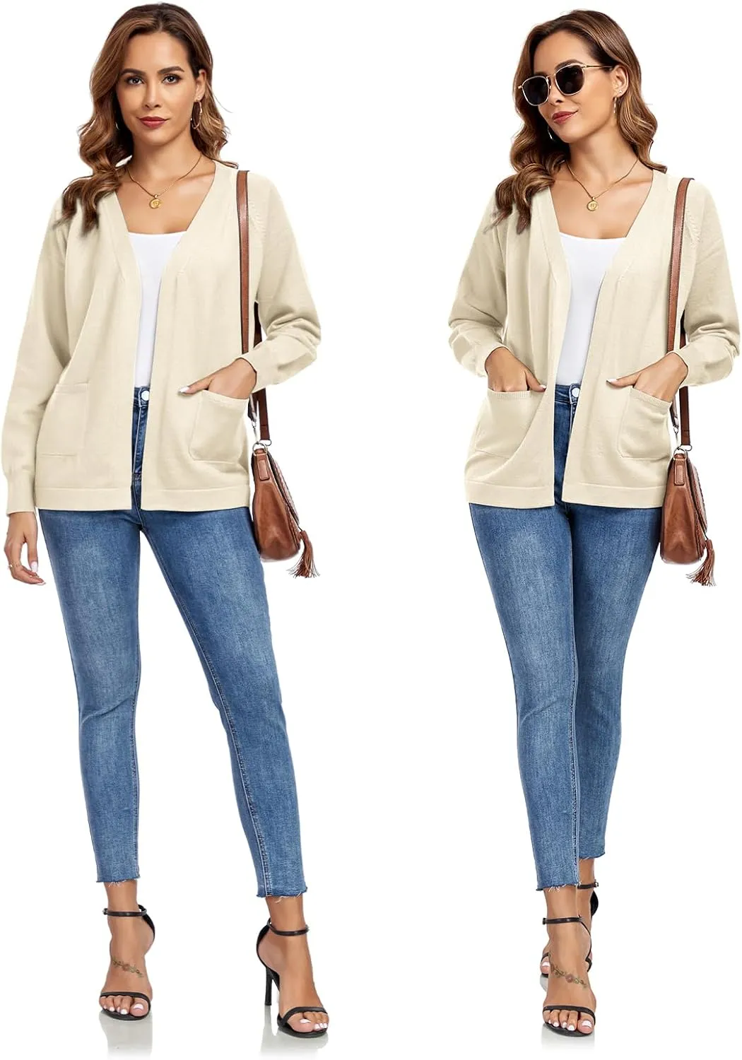 TownCat Women's Knit Cardigan Sweaters with Pocket Lightweight Long Sleeve Open Front Cardigans