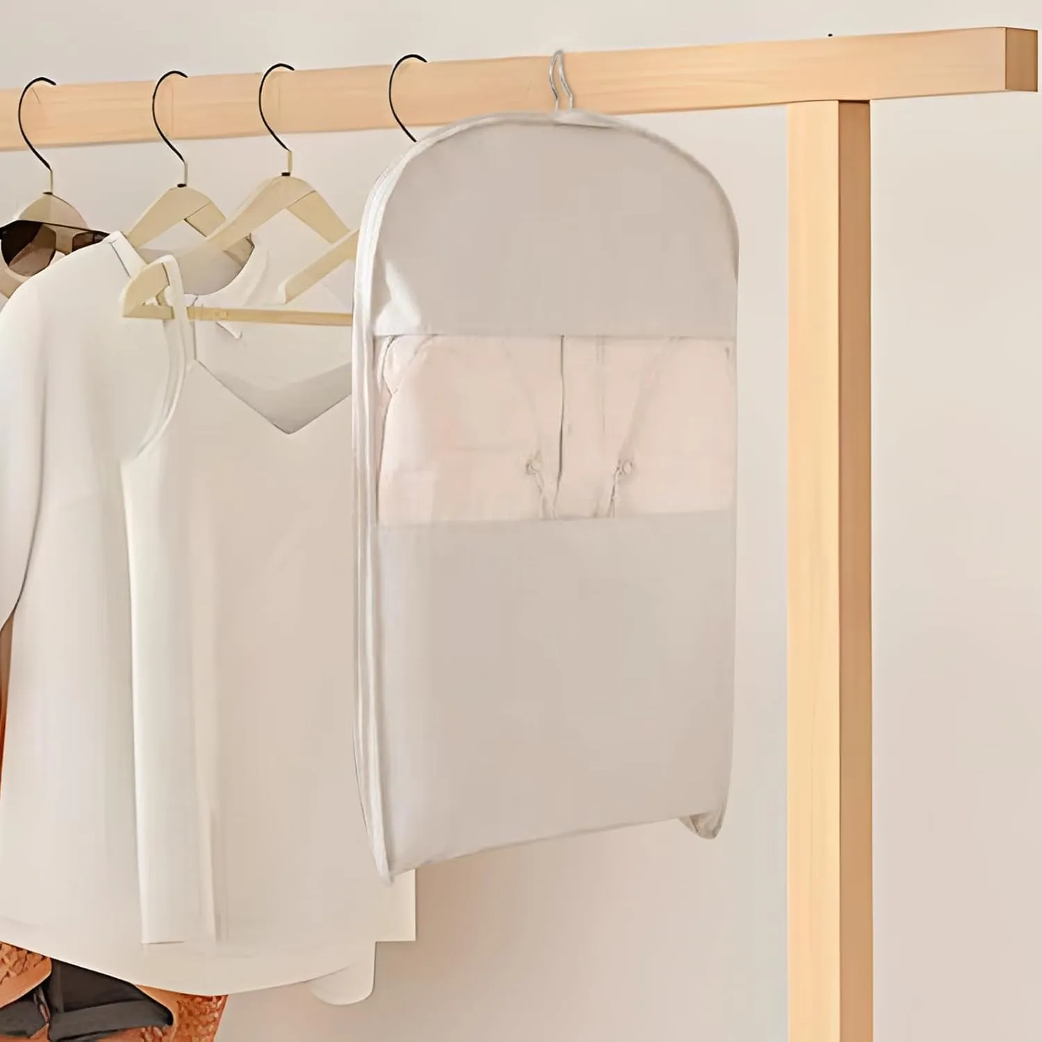 Travel Garment Bag - Clothes Cover | Heavy Duty Garment Bag | Reinforced Fabric Long Dress Storage with Compression Zipper | Dustproof Foldable Suit Protector for Closet