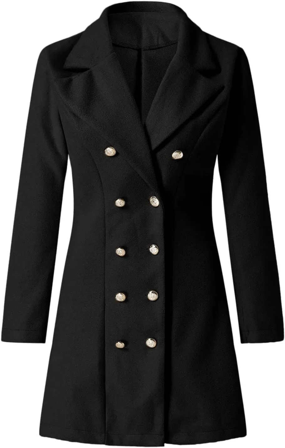 Trench Coat for Women Double Breasted Long Jacket Wool Blend Blazer Oversized Pea Coat Loose Fit Shirts Overcoat