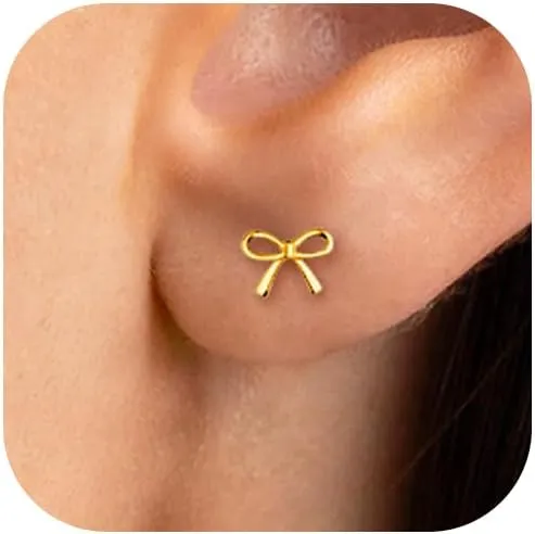 Trendy Small Ribbon Stud Earrings - Dainty Bow Tie Earrings for Women - Jewelry Gift