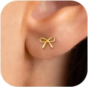 Trendy Small Ribbon Stud Earrings - Dainty Bow Tie Earrings for Women - Jewelry Gift