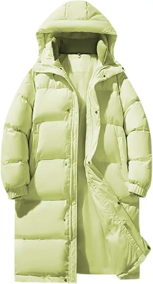 Uillui Long Lightweight Puffer Coat Men Waterproof Warm Winter Quilted Down Jackets with Hood Thick Parka Hooded Ski Jackets