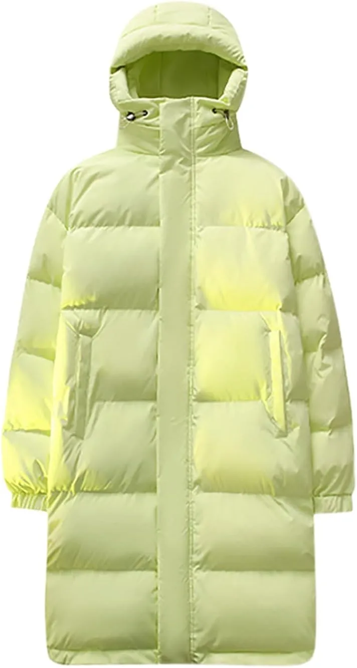 Uillui Long Lightweight Puffer Coat Men Waterproof Warm Winter Quilted Down Jackets with Hood Thick Parka Hooded Ski Jackets