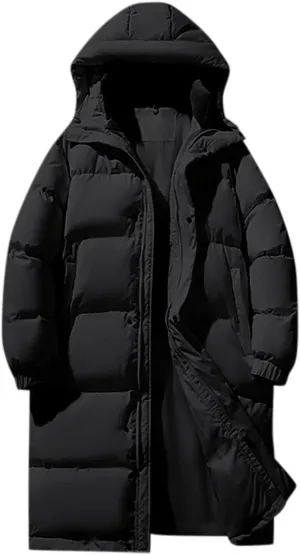 Uillui Long Lightweight Puffer Coat Men Waterproof Warm Winter Quilted Down Jackets with Hood Thick Parka Hooded Ski Jackets