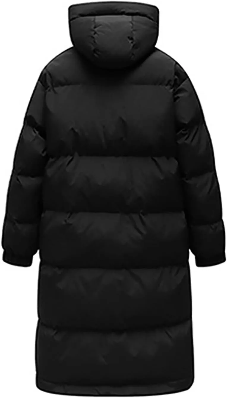 Uillui Long Lightweight Puffer Coat Men Waterproof Warm Winter Quilted Down Jackets with Hood Thick Parka Hooded Ski Jackets