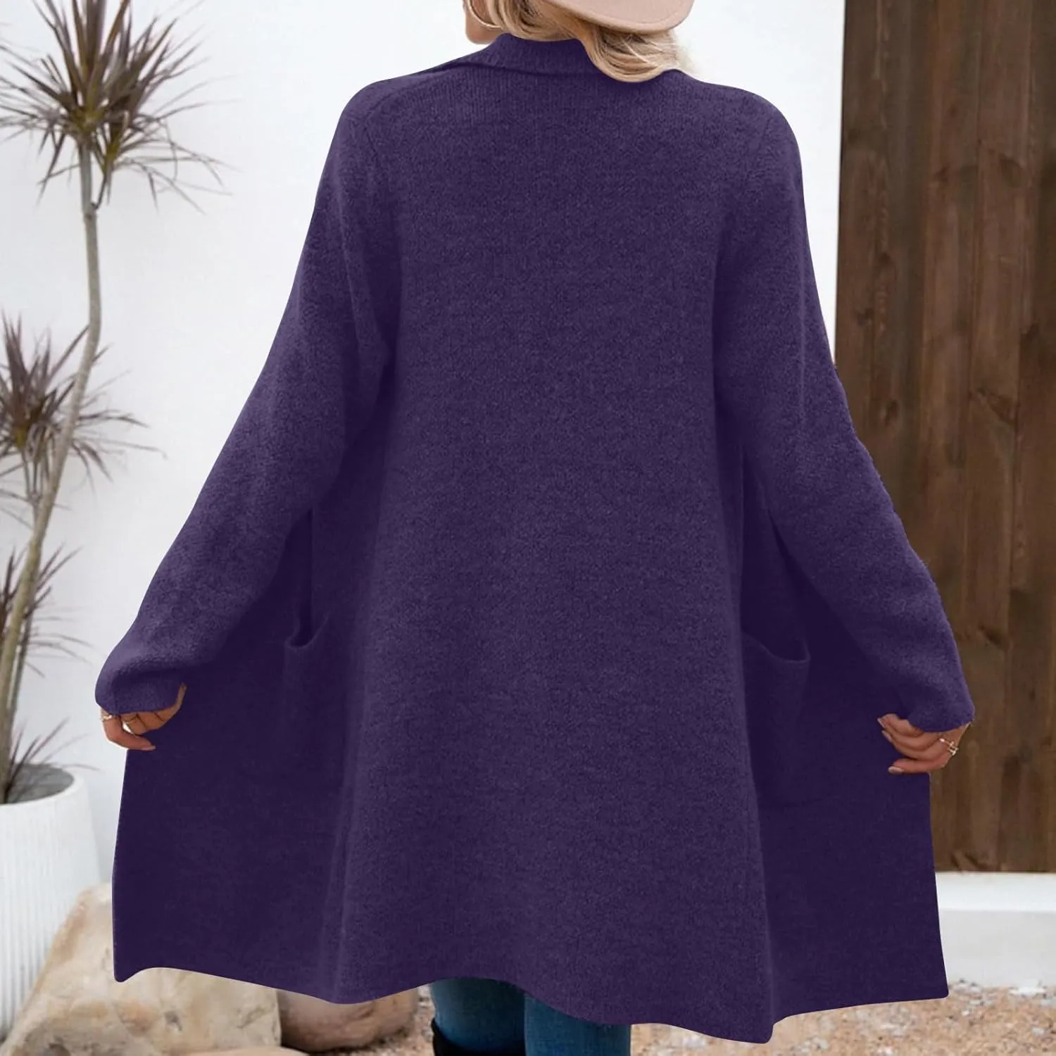 Uillui Womens Classic Thicken Pea Coat Casual Elegant Overcoat Single Breasted Winter Coat Wool Dress Coat Long Trench Coats