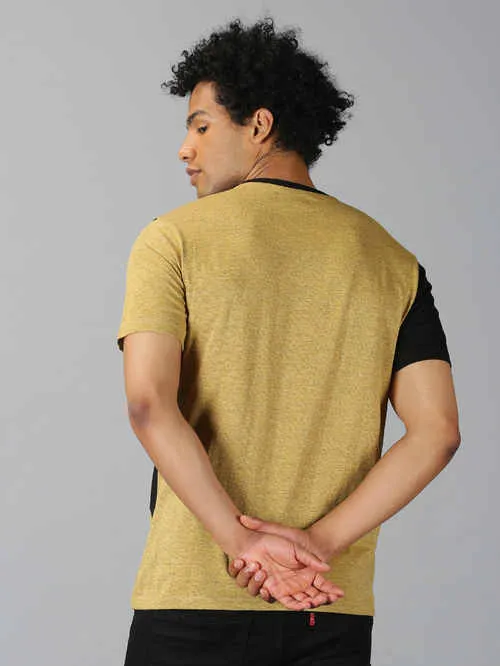 UrGear ColorBlock Men Round Neck Yellow T-shirt