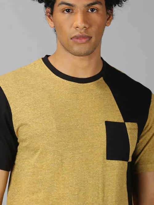 UrGear ColorBlock Men Round Neck Yellow T-shirt