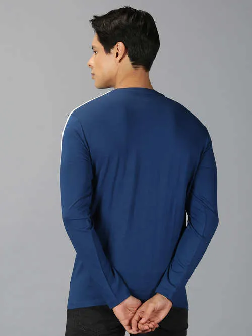 UrGear Colourblock Men Round Neck Blue&Melange T-shirt