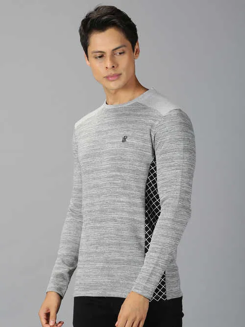 UrGear Cut&Sew Men Round Neck Black T-shirt