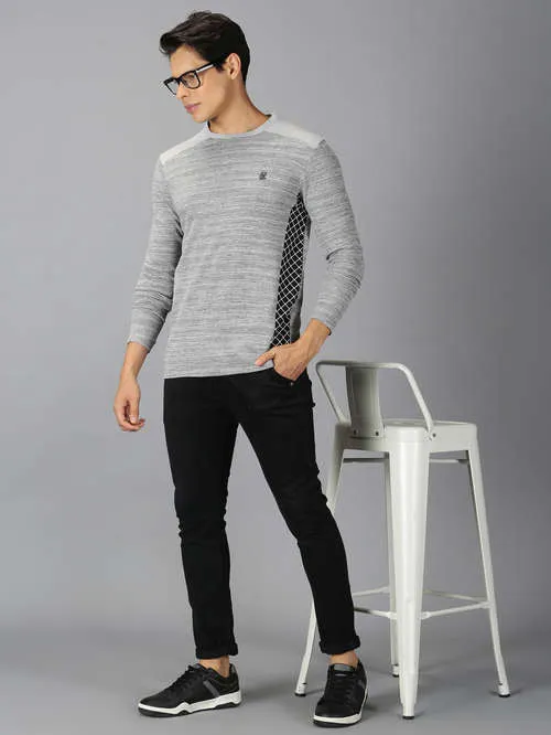 UrGear Cut&Sew Men Round Neck Black T-shirt
