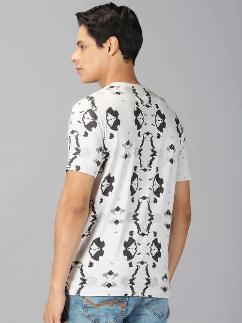 UrGear Printed Men Round Neck Grey Melange  T-shirt
