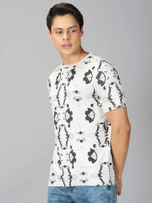 UrGear Printed Men Round Neck Grey Melange  T-shirt