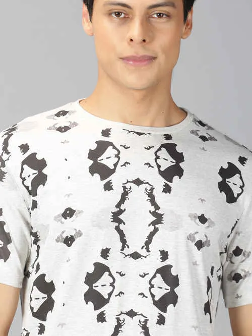 UrGear Printed Men Round Neck Grey Melange  T-shirt