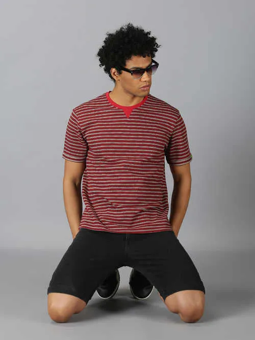 UrGear Striped  Men Round Neck  Orange  T-shirt