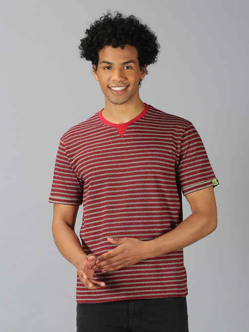 UrGear Striped  Men Round Neck  Orange  T-shirt