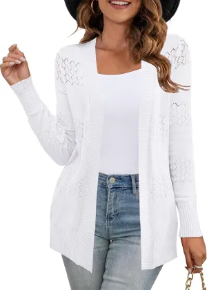 U.Vomade Women's Sweaters Boho Long Sleeve Open Front Chunky Cable Knit Cardigan