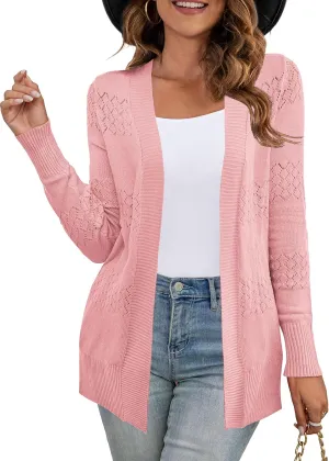 U.Vomade Women's Sweaters Boho Long Sleeve Open Front Chunky Cable Knit Cardigan