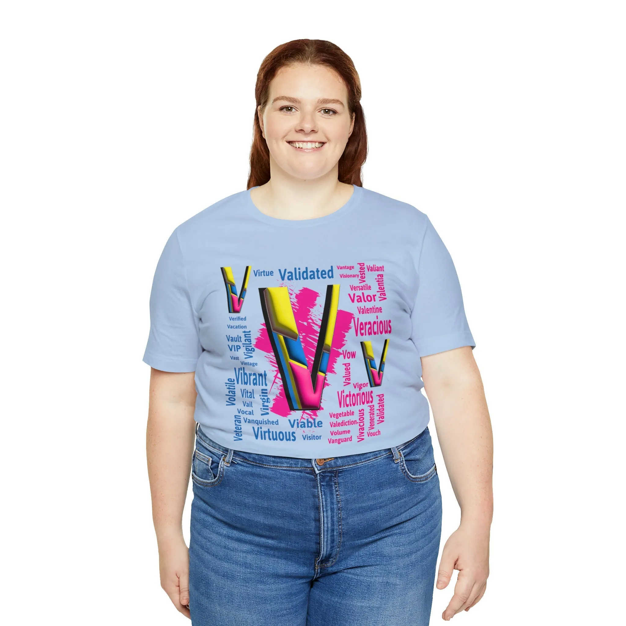 V Alphabet T-shirt | Verified design shirts | Validated Veteran Street style | VIP Casual shirt | Victorious Mom