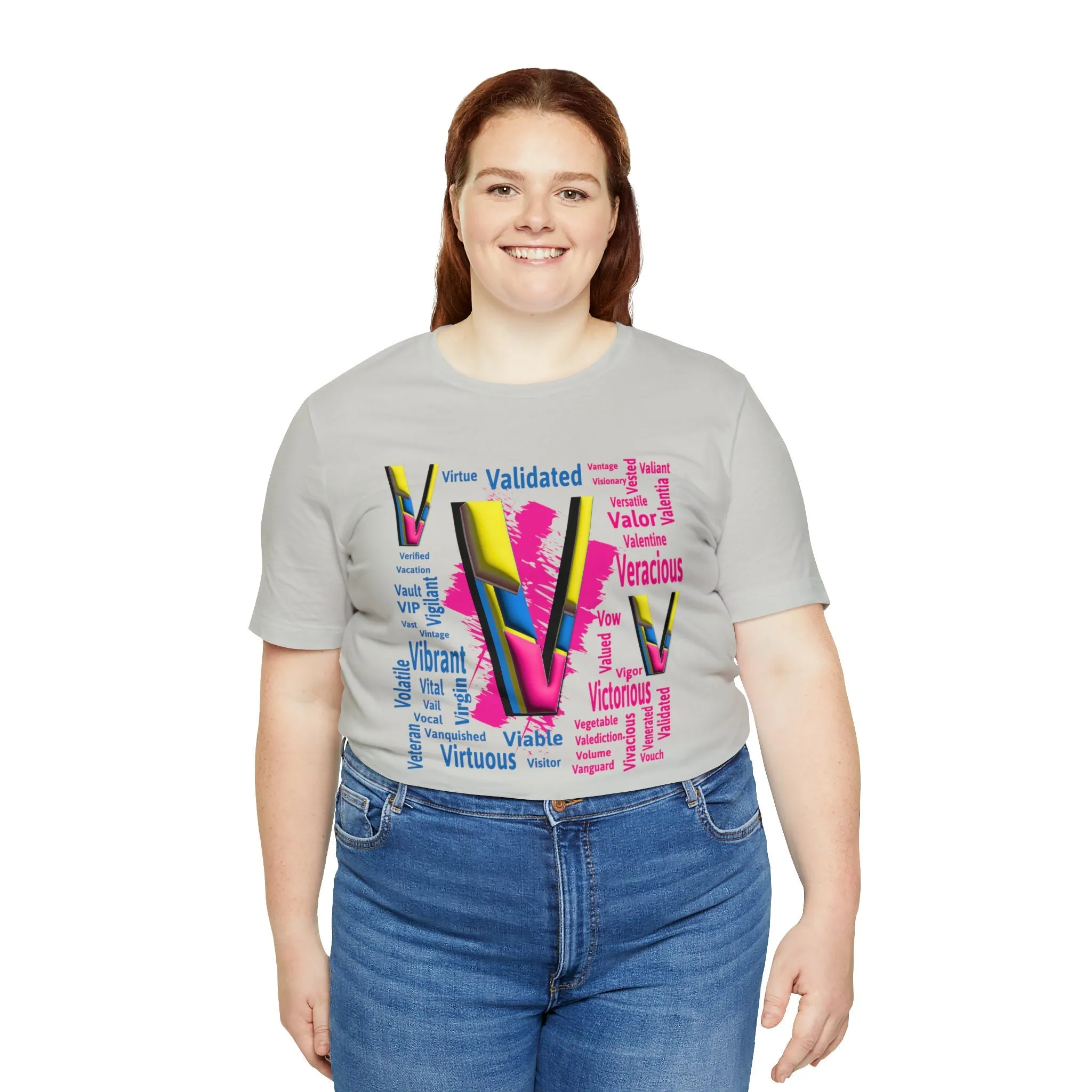 V Alphabet T-shirt | Verified design shirts | Validated Veteran Street style | VIP Casual shirt | Victorious Mom