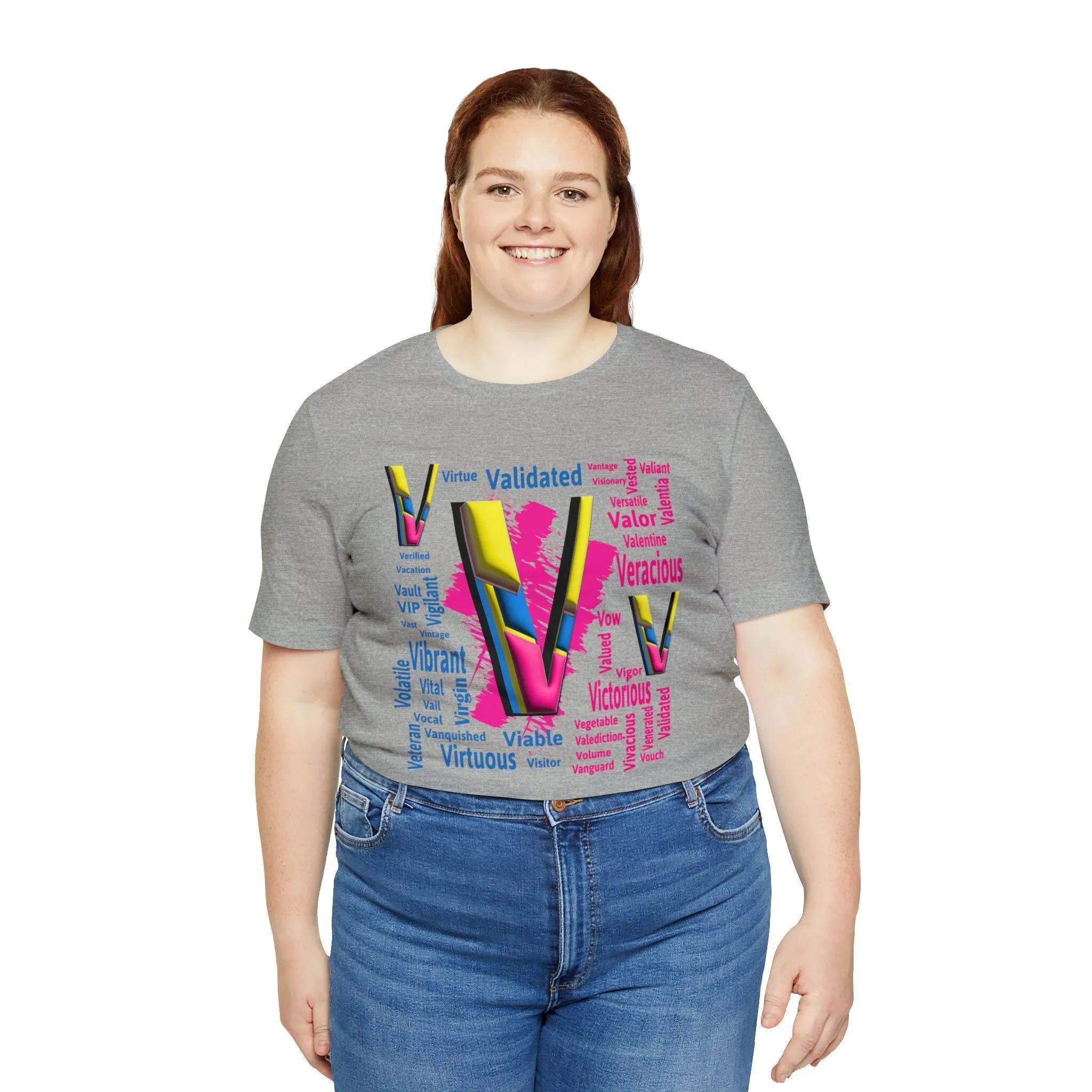V Alphabet T-shirt | Verified design shirts | Validated Veteran Street style | VIP Casual shirt | Victorious Mom
