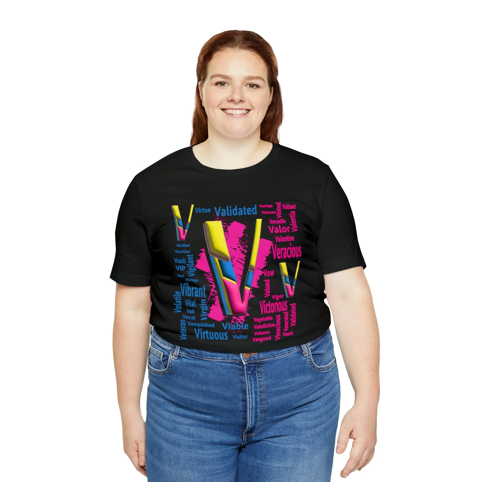 V Alphabet T-shirt | Verified design shirts | Validated Veteran Street style | VIP Casual shirt | Victorious Mom