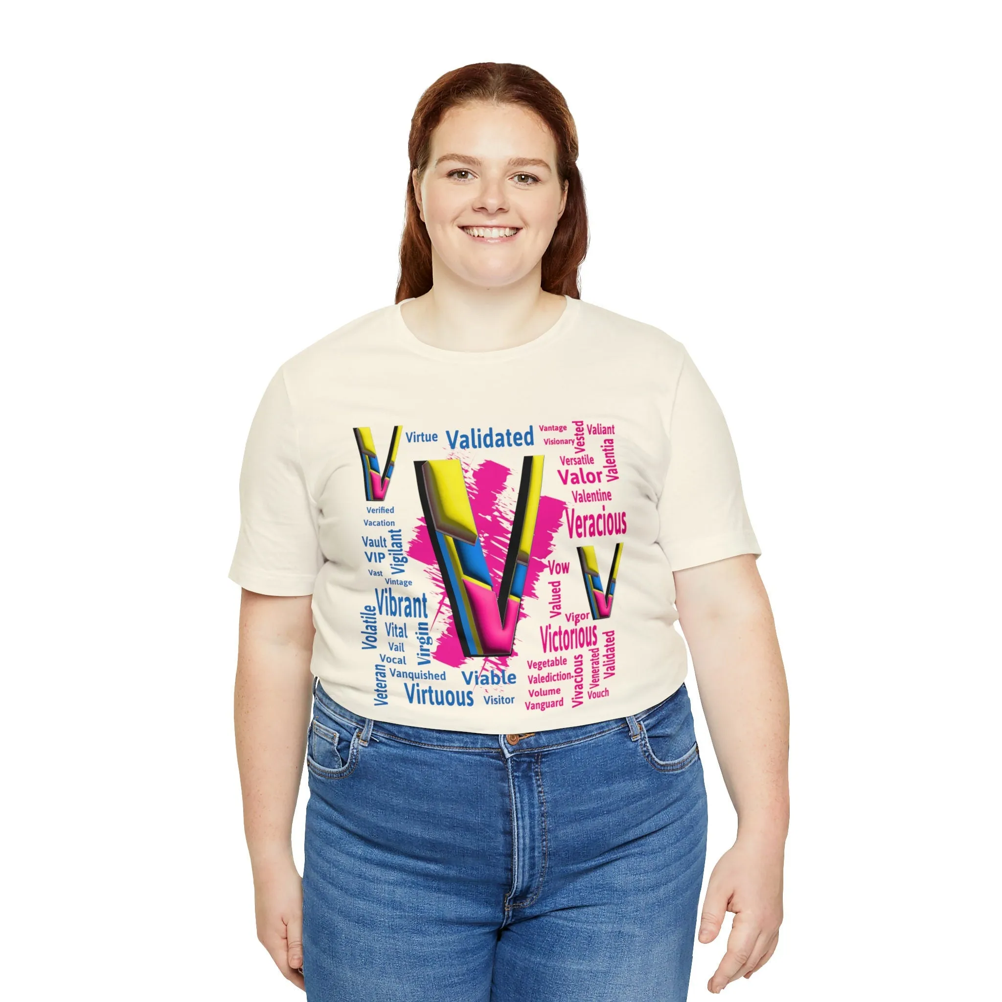 V Alphabet T-shirt | Verified design shirts | Validated Veteran Street style | VIP Casual shirt | Victorious Mom