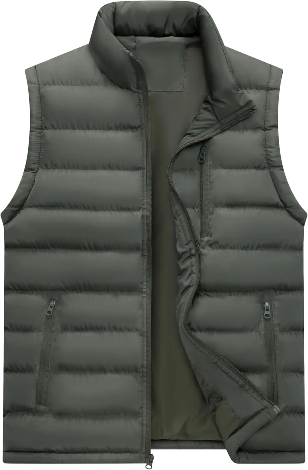 Vcansion Men's Outdoor Stand Collar Fleece Jacket Vest Casual Padded Vest Coats