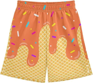 VIGTRO Ice Cream Boys Casual Shorts Athletic Gym Shorts Elastic Waist with Pockets, Summer Sports Outdoor Homewear Kids 7-15Y