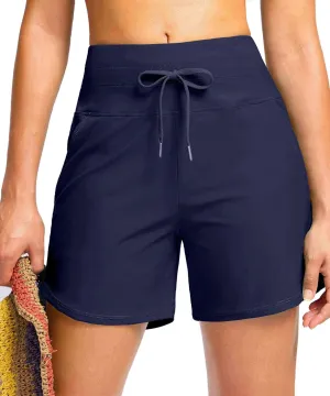 Viodia Women's 5" High Waisted Swim Board Shorts Quick Dry Beach Shorts with Pockets UPF 50  Swimsuit Bottoms with Liner