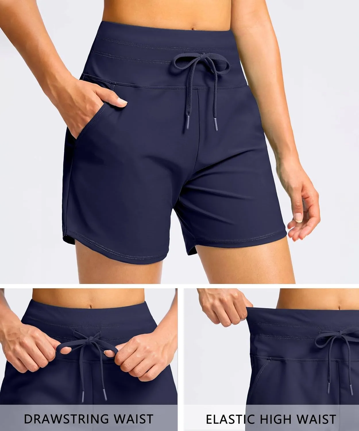 Viodia Women's 5" High Waisted Swim Board Shorts Quick Dry Beach Shorts with Pockets UPF 50  Swimsuit Bottoms with Liner
