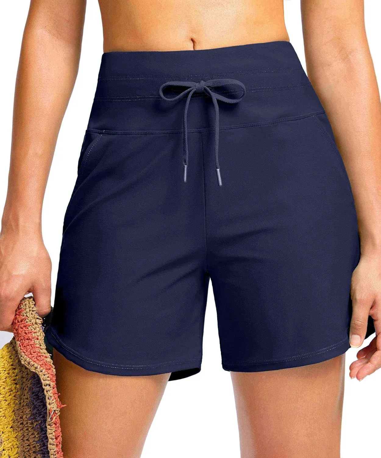 Viodia Women's 5" High Waisted Swim Board Shorts Quick Dry Beach Shorts with Pockets UPF 50  Swimsuit Bottoms with Liner