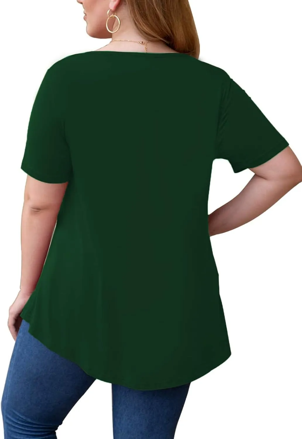 VISLILY Women's-Plus-Size-Tops Summer Lace Tee Shirts Short Sleeve Tunics Flowy Pleated Blouses XL-4XL