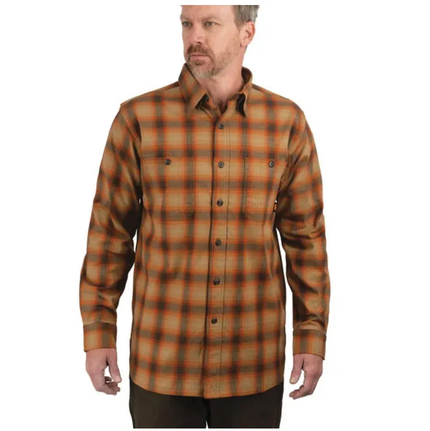 Wall's Longhorn Men's Midweight Flannel Stretch Work Shirt YL860 - Red Dirt