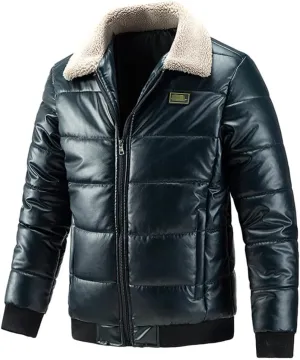 Warm Lamb Turn Down Collar Coat Men's Autumn Winter Casual Outdoor Cotton Padded Jacket