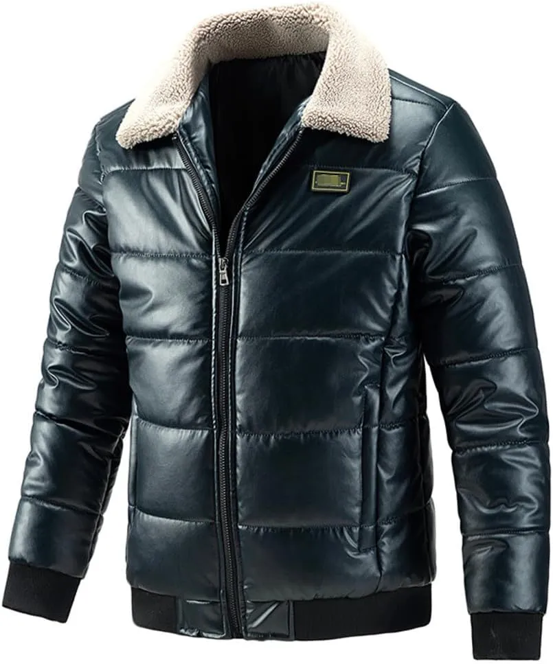 Warm Lamb Turn Down Collar Coat Men's Autumn Winter Casual Outdoor Cotton Padded Jacket